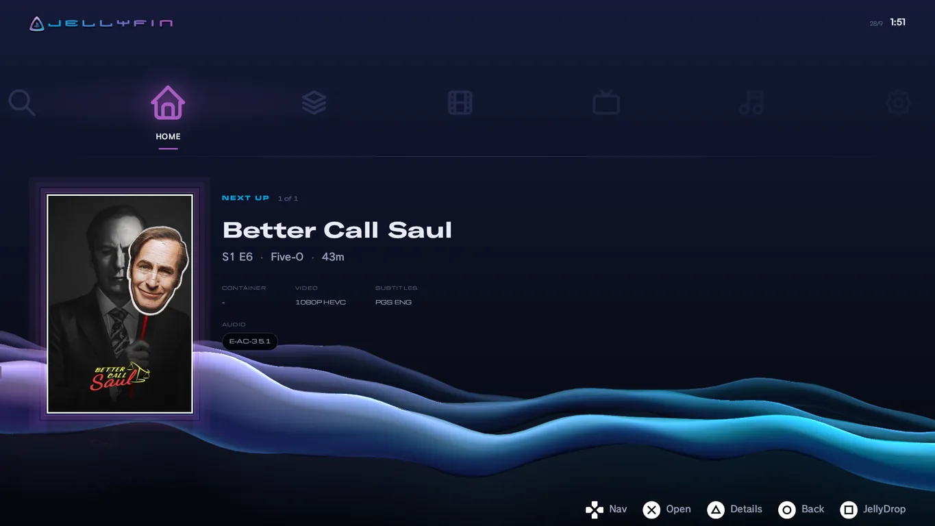 JellyFin PS3 home screen